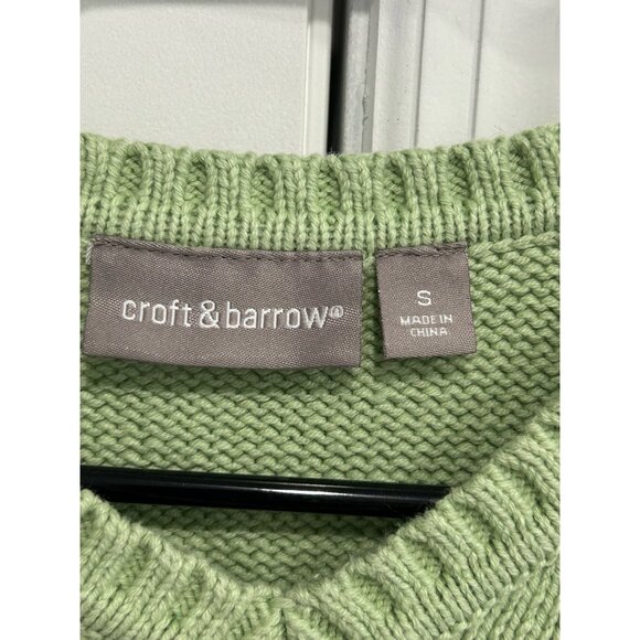 Croft & Barrow Green V Neck Argyle Sweater Cotton Sz Small - Picture 5 of 10